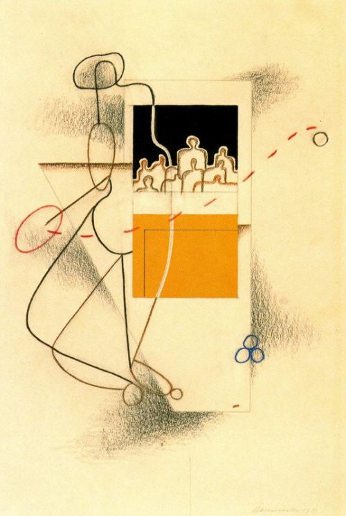 Willi Baumeister (Stuttgard 1889 - 1955), Tennis player (with spectators), 1935