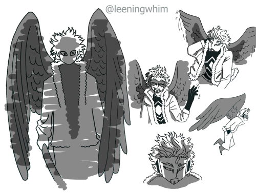 Some doodles of Hawks in honour of his first official anime appearance, and his latest (very savage)