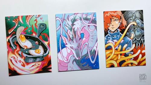  why hello there! I’ve illustrated some ghibli-themed aceo cards! on twitter I shared scans and litt