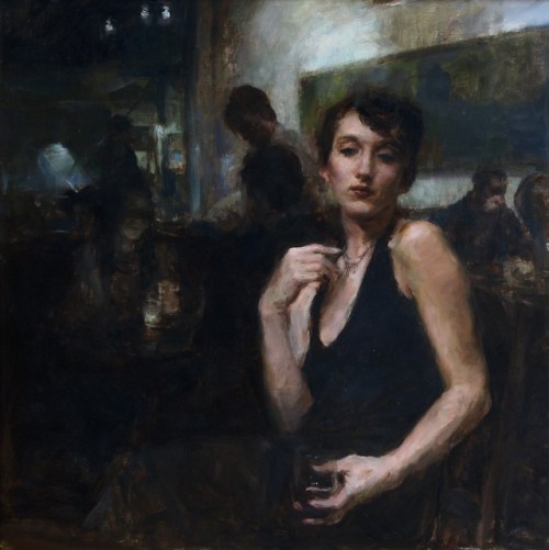 Side Glance   -    Ron HicksAmerican,b.1965-Oil on canvas, 30 x 30 in.