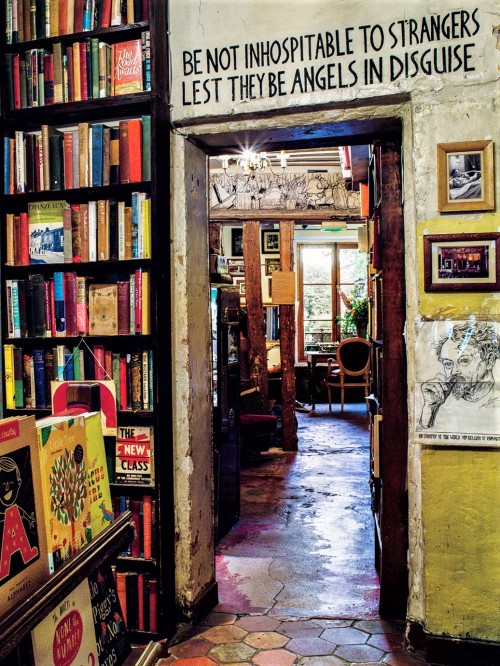 justforbooks:At Shakespeare and Company in Paris,  George Whitman inscribed this quote, a favorite o