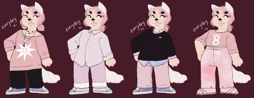  Nic (he/they) some examples of his clothes, im sure he has waaay more. general style:  hair: short-