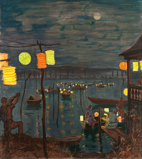 dappledwithshadow:  View of Lake Konstanz with Lampion-decorated Boats on a Summer NightHans Dieter 