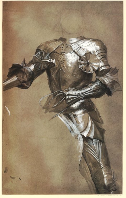 jynersosgf:kriemhildsrevenge:Frank DickseeStudy of armour for the painting ‘The Two Crowns’ in the T