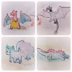Xy-Xerneas:  Some Little Watercolour Doodles Of Some Of My Moon Teammates!   Scratchy