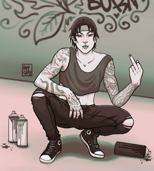 Here's All The Finished Drawings I Did For My Punk/antifa Naruto Au