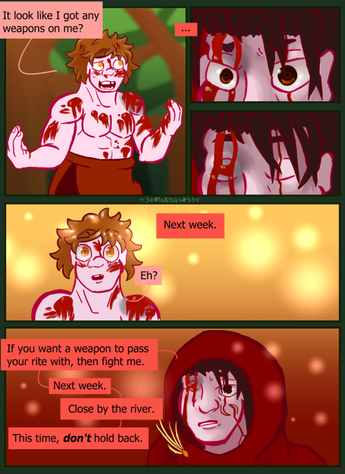 Chapter 3, Page 40 (3.40.152)Image Description: Start ID: Elian holds out his bare arms, trying to t