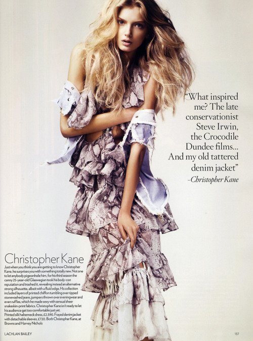 journaldelamode: Lily Donaldson in Christopher Kane by Lachlan Bailey for Vogue UK Feb 2008