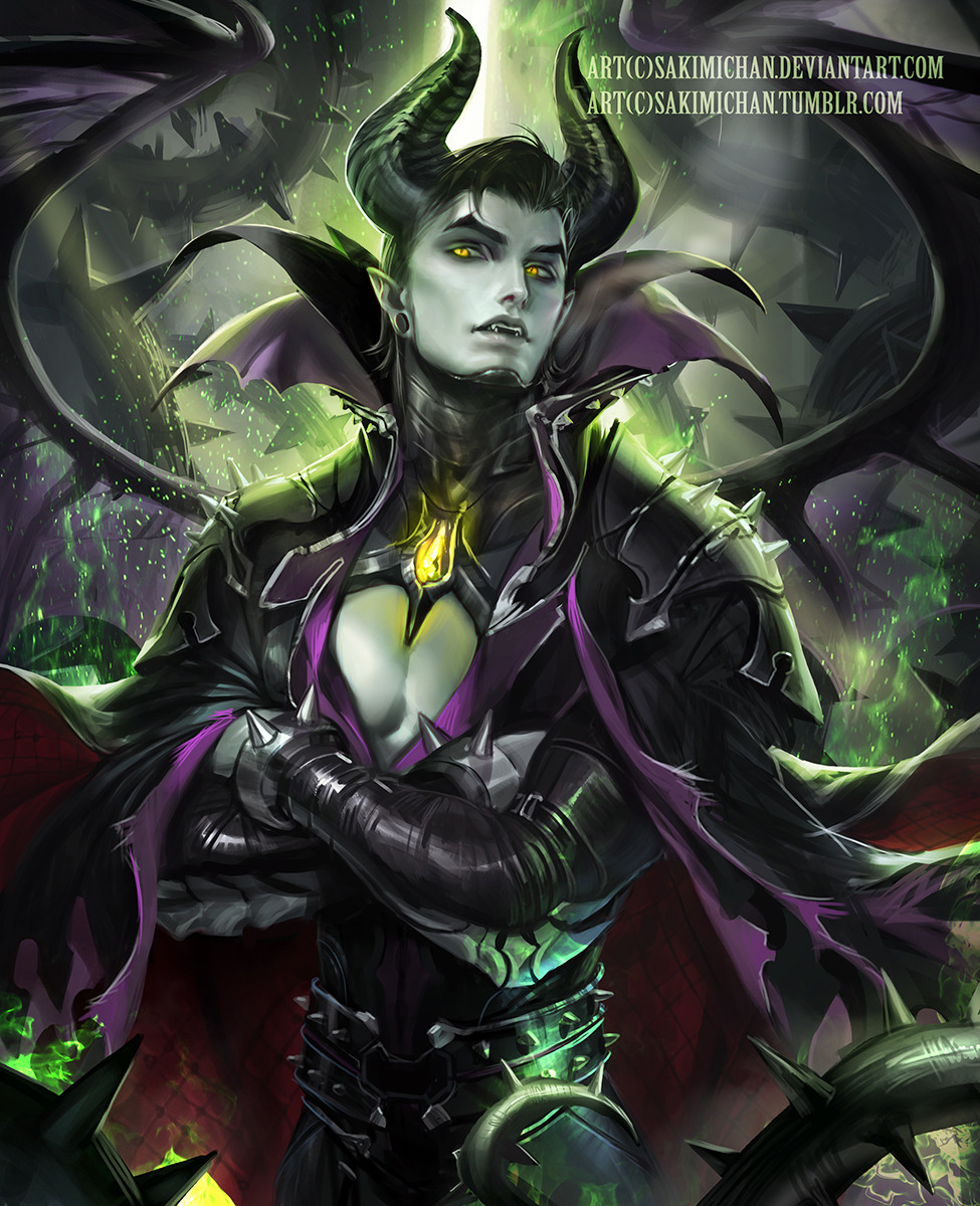 sakimichan:   three big evils My takes on male maleficent, Male Ursula and female