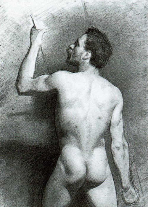 Porn Pics Male Nude – back 1858 - 1860 Drawing Charcoal