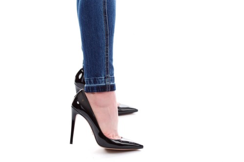 Classic high heel black patent pumps