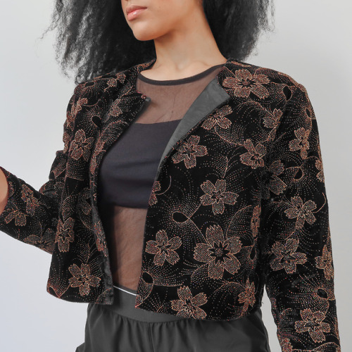 Code: LDNMJJ // £31 // super vintage Michael Jackson style cropped velvet jacket with floral-p