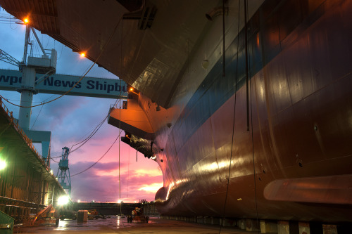 aircraftcarriers:  You haven’t experienced “BIG” until you are in a dry dock with a finished aircraft carrier. One year ago, Newport News Shipbuilding was getting ready to flood the dry dock where Gerald R. Ford (CVN 78) was constructed. Here are