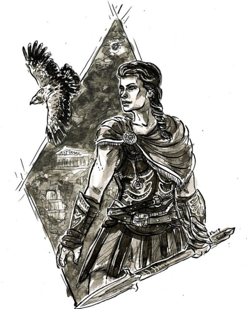 Kassandra, misthios of my heart. An ink drawing tribute to this badass lady! . . . #ink #illustratio