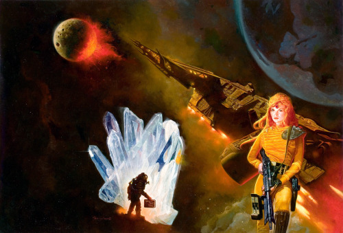 manyworldspress:Sanjulián, wraparound cover illustration for Starstrike, by W. Michael Gear (