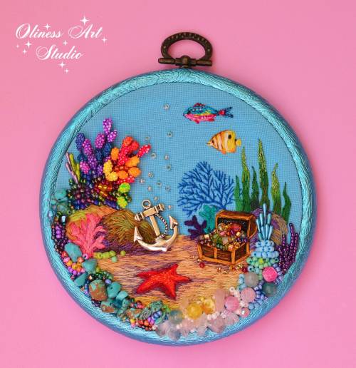 sosuperawesome:Tropical Fish Embroidery HoopsOliness Art Studio on Etsy 