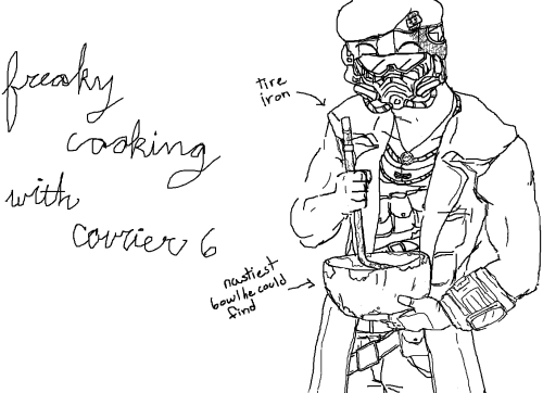 Ooo You Should Draw Your Courier Trying To Cook Something! Is He Well Versed In The Culinary Arts, Making