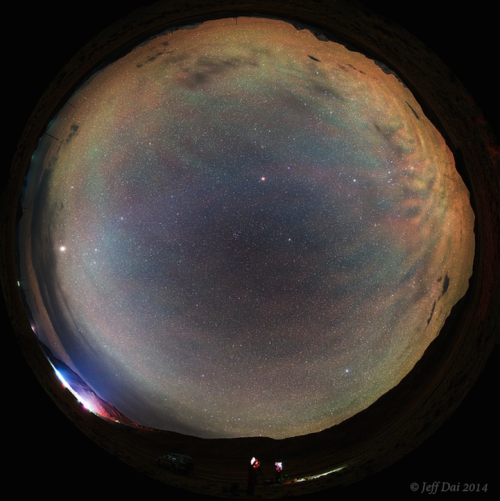 encounter-south-asia:   Airglow Ripples Produce Luminescent Bullseye Shape in the Night Sky  Following a severe thunderstorm over Bangladesh in late April [2014], Jeff  Dai captured these stunning photos of giant circular ripples of glowing  air in the