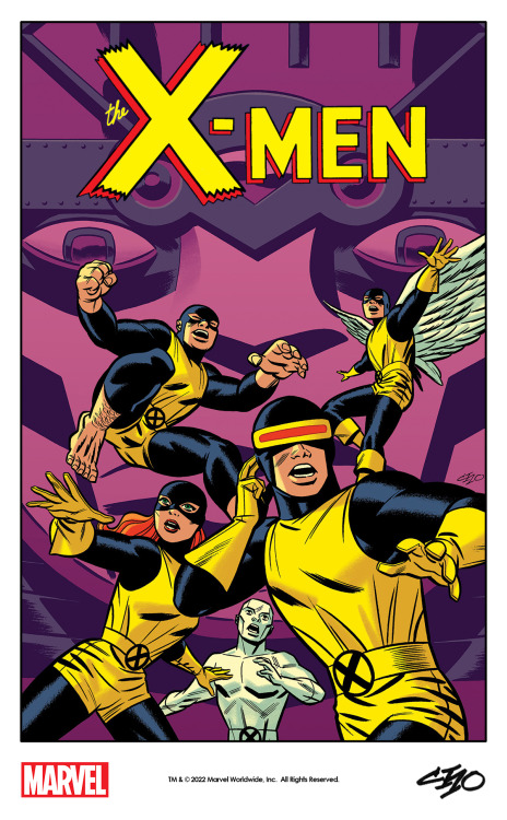The original X-Men by Michael Cho from the cover of Mighty Marvel Masterworks: The X-Men Vol. 2 (202