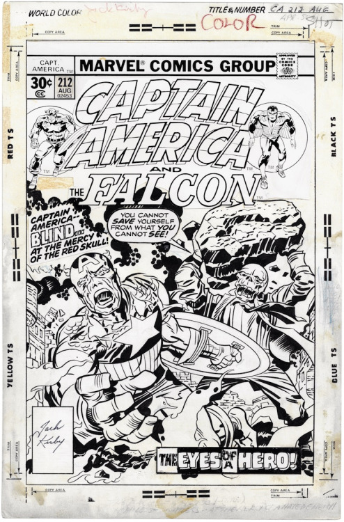 the cover to Captain America (1968) #212 by Jack Kirby and John Verpoorten 