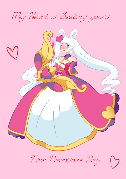 Whipped up the love of my life a Valentines day card this year. Sona from league of legends valentin