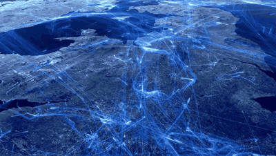 This video, made by air-traffic-control company NATS, visualizes 24 hours of flight data for every plane on the European flight path.
