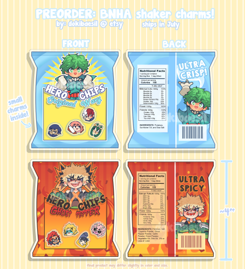 Hello guys!Preorders for my snack themed BNHA shaker charms are now available! Preorders end June 21