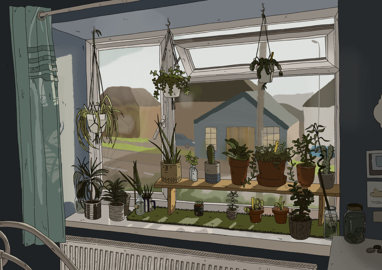 somefing 4 class #:v#yaww#my art#window#houseplants #yall lik my mossballs  #took me a while so i decided 2 post it ^_^