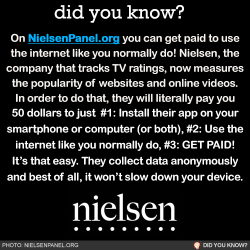 collegehackable:  lazyproblems:  zarb: It took me less than 5 minutes to sign up here! Nielsen is completely legit. They already pay people to watch TV, now they’re gonna pay me to watch vine compilations… I’m truly living in 3018 y’all  @ all