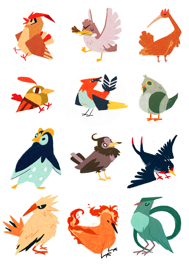oliviawhen:  Shows up late to pokeddexxy with starbucks and a bunch of birds. Stickers