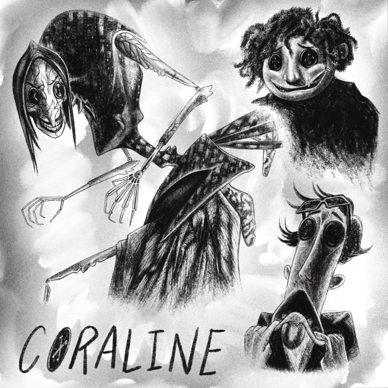 A sketch of Coraline and Cat  One of the movies on Air Cana  Flickr