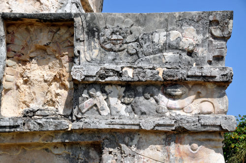 Temple of the Frescoes (Tulum, Mexico).In the back room of the ground floor are theremains of a mura