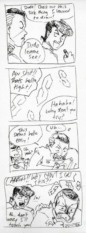 umadashibayashi:  Josuke is the epitome of 90′s cool (FUN FACT I HAD TO PRACTICE DRAWING THE STUPID S THING BEFORE DRAWING THIS CAUSE I DREW IT WRONG ON MY FIRST TRY) 