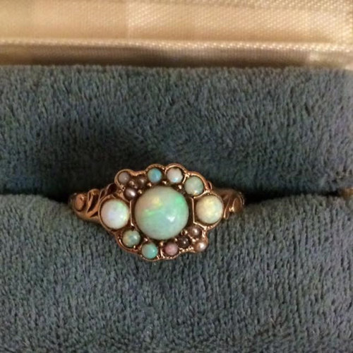 allaboutrings:Antique Vintage Opal Seed Pearl Victorian Gold Ringwww.etsy.com/listing/471040