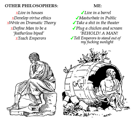 bundleoffuckingsunshine:  shrieking-affliction:  Diogenes was the shit.  He was