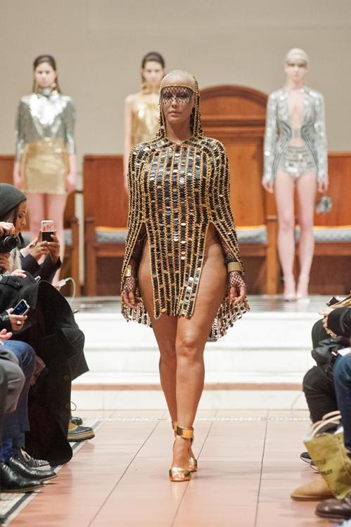 blackafricanandbeautiful:  17.2.2015  Amber Rose modeling for the Laurel De Witt Runway Show at the Mercedes-Benz Fashion Week show in New York.  Black is beautiful!