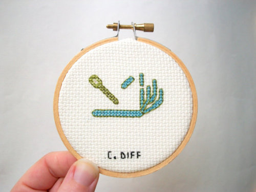 amsplendor:etsy:Alicia Watkins’ embroidered microbes.PRIONS ARE NOT MICROBES THAT BOTHERS ME. 