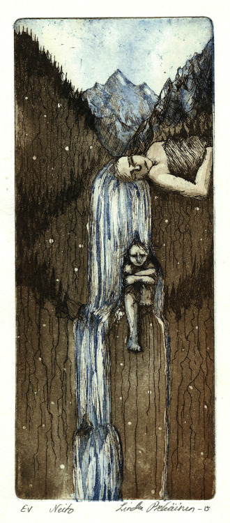 Neito / Maiden by Linda Piekäinen etching & aqatint