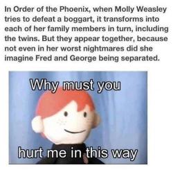 bend-the-forks:  the-echidna:  ellierratic:  darlingcrazyjazzy:  tjmystic:  marquesadesantos:  ravenclawslibrary:  clumsypikaa:  Right in the feels, I’m so done,  How dare you. This was just hurtful.  are you satan  The ones about Molly’s boggart