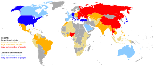 mapsontheweb: Human trafficking: countries of origin and countries of destination.