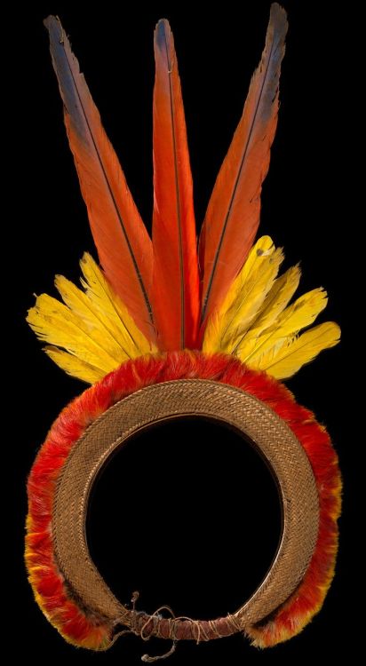  Tukanoan headring; Macaw feathers, oropendola feathers, toucan feathers, wood splints, plant fiber,