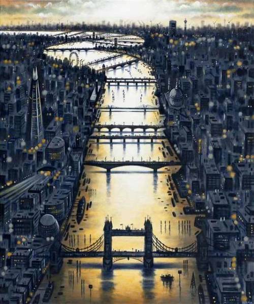 Thames Bridges, Days End    -   John Duffin , 2018Britisch, b. 1965-Oil on canvas,  61 x 51 cm (24 x