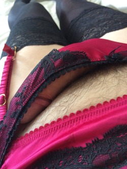 plikespanties:  Red Satin & Black Lace