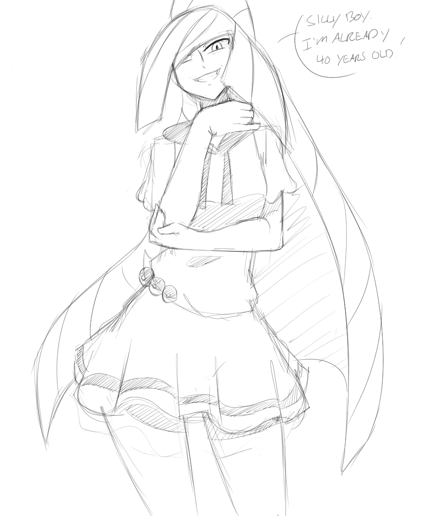 zeromomentaii:  Some Lusamine doodles.  In Lillies outfit. (coulda fooled me)  