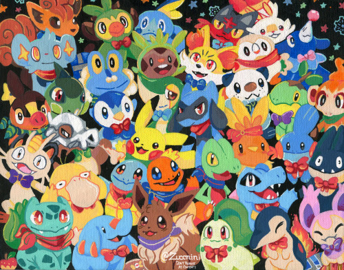 zuccnini:*Nearly*  Every Pokemon Mystery dungeon starter (and some) Painted!(Sorry machop fans)I mad