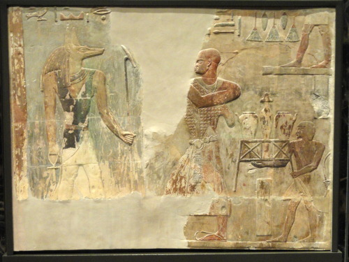 Mentuemhat and Anubis (relief), Thebes, late 25th to early 26th Dynasty, 665-650 BCE.Courtesy & 