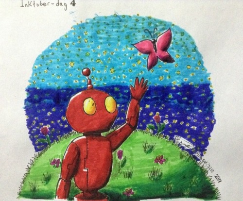 Inktober- Day 4 Synthetic So Here It's The Little Robot That I Wanted To Make A Long Time Ago