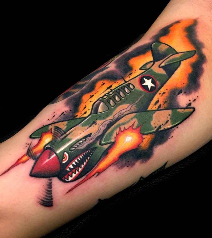 Classic B-17 bomber tattoo by Buzzy Jenkins at Fine Tattoo Works in Orange,  CA. Grandpa piloted them in WW2. : r/tattoos
