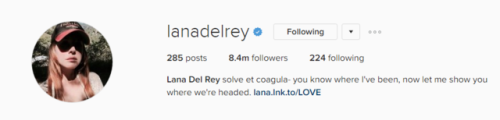 paradiseforlana: NEW: Lana Del Rey has already changed her bio on Instagram!