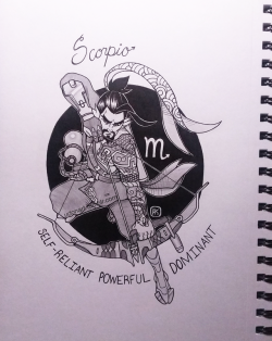 udonart:  Inktober 2018 // Day 10: Zodiac“Flow like water!” - Hanzo ShimadaIt’s October so I chose Scorpio as my muse! Descriptions call Scorpios self-reliant, powerful, and dominant. Scorpios are also affiliated with water… You can see why I